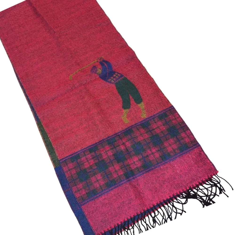 Vintage | West Germany |‎ Pure Wool Scarf | Fitzgeralds | Golfer Plaid | Fringe